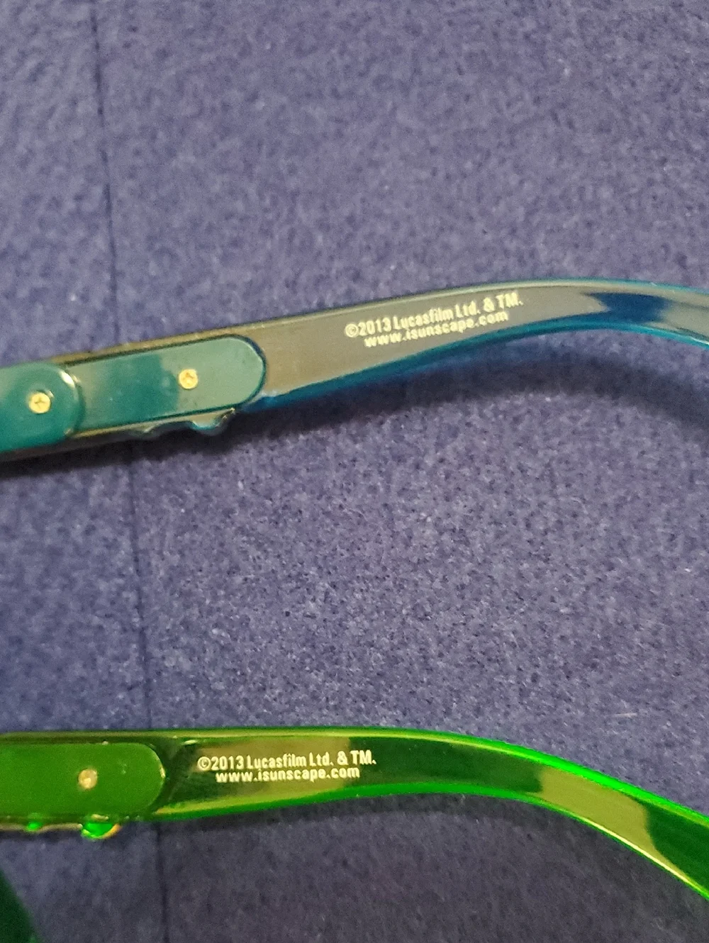 2 Pairs Kids Lightsaber Sunglasses. One Blue, One Green. Great Condition.